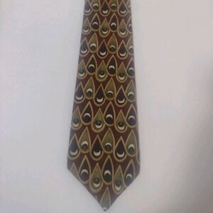 Louis Roth Tie Burgundy Olive and Gold Teardrop Pattern Canada 100% Silk
